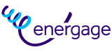 Logo of energage featuring a stylized letter e shaped like a spiral in blue, with the company name in grey and teal.